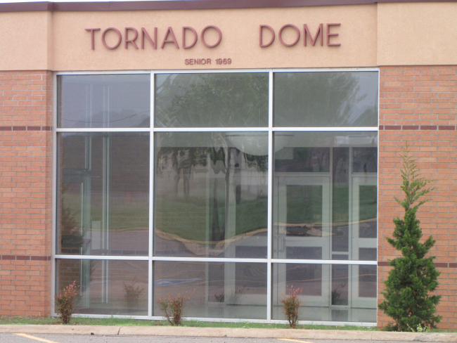 The Tornado Dome, home of Clinton, Oklahoma, high school sports audtiorium