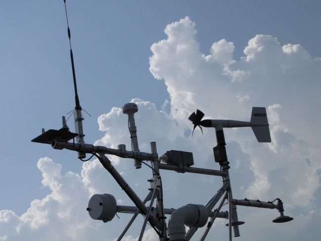 Rack of weather instruments attached to mobile mesonets