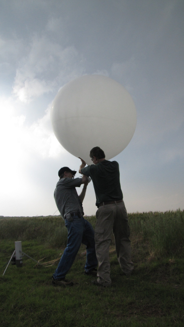 Launching a weather balloon on the periphery of a supercell thunderstorm