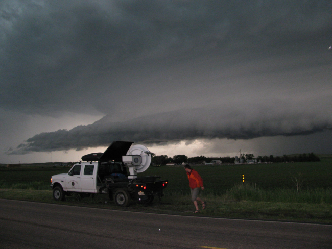 In position to monitor a storm