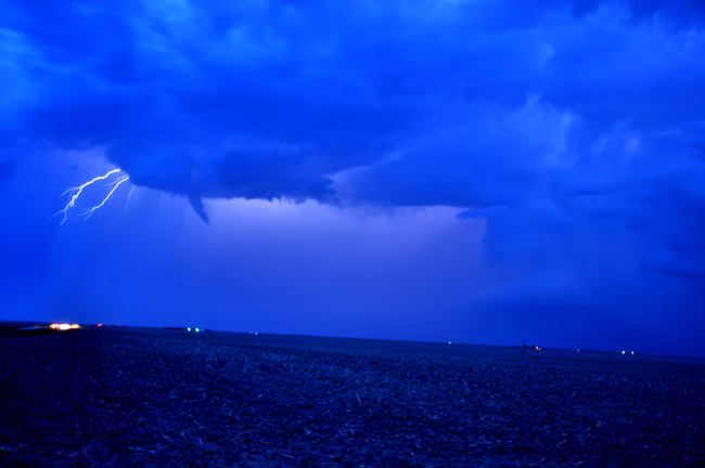 Funnel cloud and lightning