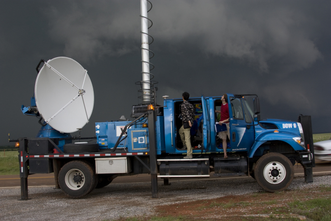 A Doppler on Wheels radar tracks an intense supercell thunderstorm west ofGuthrie