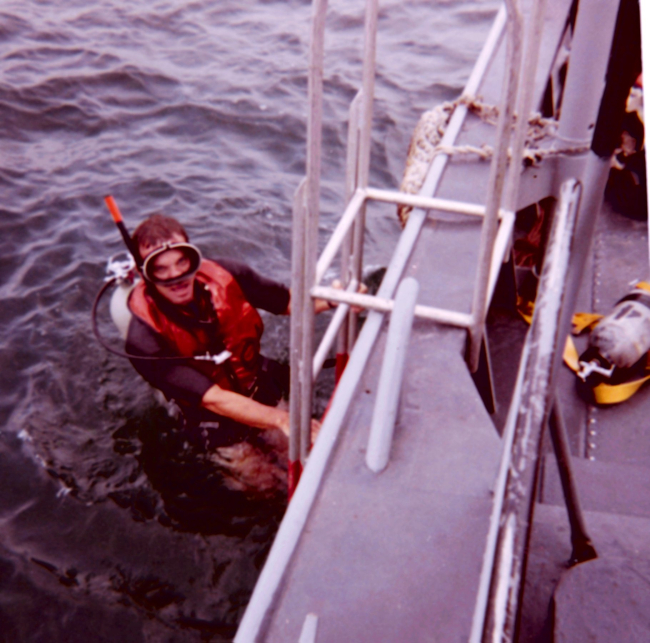 Dick Rutkowski entering water
