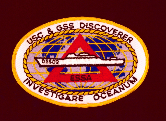 Patch symbolizes the international mission of the USC&GS; Ship DISCOVERERwhile part of ESSA, a forerunner of NOAA