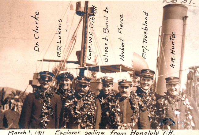 Officers of the Coast and Geodetic Survey Steamer EXPLORER leaving Honoluluon March 1, 1911