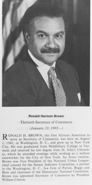 Ronald Harmon Brown, 1941 - 1996, thirtieth Secretary of Commerce