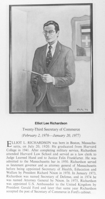 Elliott Lee Richardson, 1920 - , twenty-third Secretary of Commerce