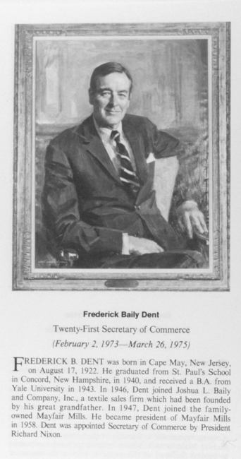 Frederick Baily Dent, 1922 - twenty-first Secretary of Commerce