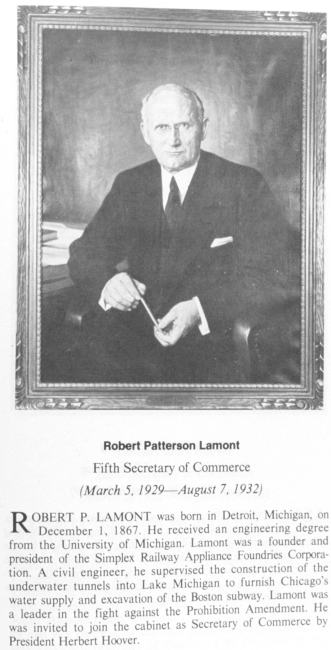 Robert Patterson Lamont, 1867 - , fifth Secretary of Commerce
