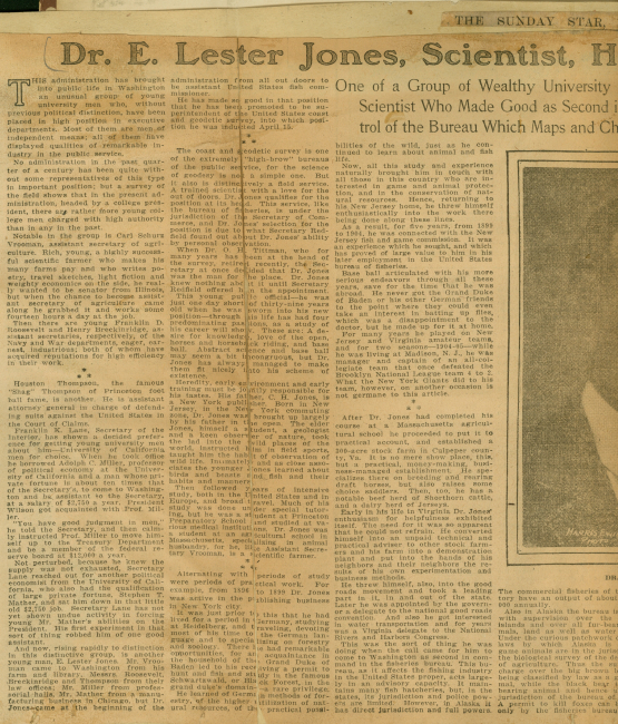 Newspaper article on Ernest Lester Jones