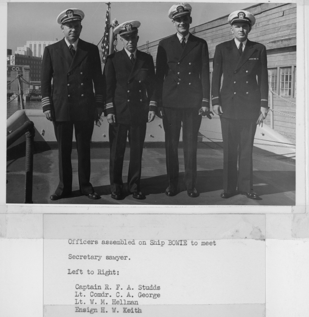 Officers assembled on Coast and Geodetic Survey ship BOWIE