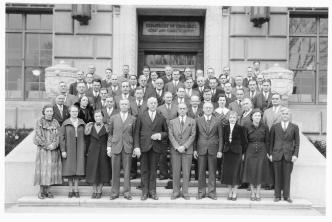 Personnel of the Division of Geodesy in front of the Commerce Building