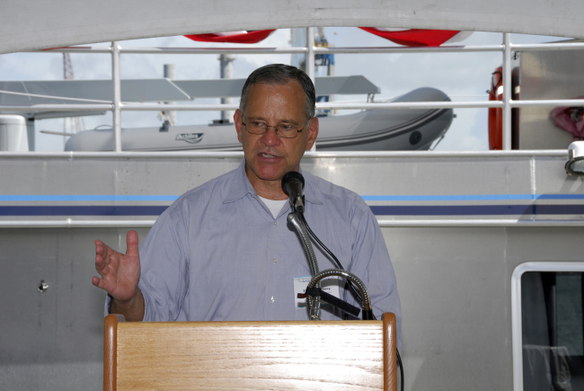 NOAA Deputy Administrator Tim Keeney speaking at Flower Garden Banks NationalMarine Sanctuary headquarters