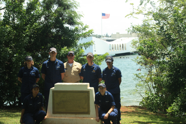 Officer complement of the NOAA Ship HI'IALAKAI at the USS ARIZONA Memorial atPearl Harbor
