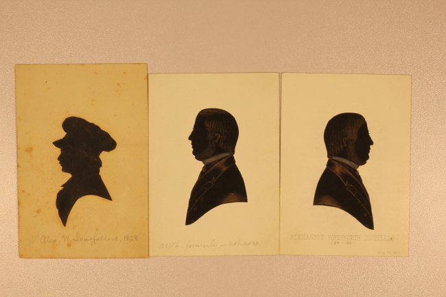 Silhouettes of Alexander Wadsworth Longellow at two stages of life