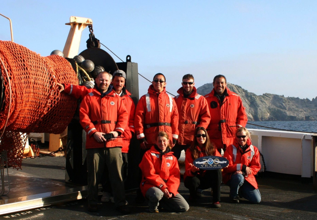 Scientists and crew aboard the NOAA Ship David Starr Jordan send greetings fromthe Farallon Islands off of San Francisco