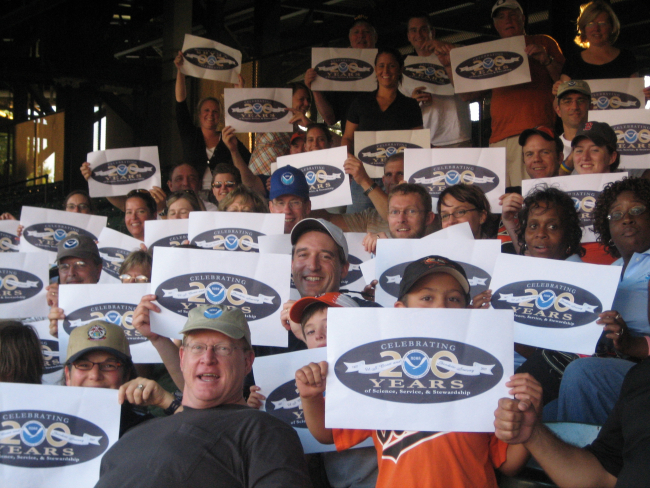 Decked out in NOAA logowear and commemorating the 200th Celebration, 58 NOAAemployees headed to Baltimore to root for the hometeam -- and the Orioles beatthe Chicago White Sox 2-0!