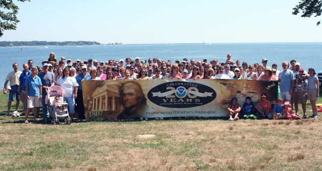 Employees from NOAA Fisheries Service's Northeast Regional Office get togetherto celebrate NOAA's 200 years of science and service
