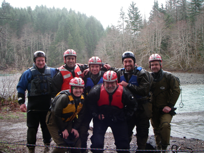 Greetings from the Skokomish River! Members of NOAA's Fisheries Behavioral Ecology team trained in White Water Rescue as they often travel by boat, kayak, or wading in dynamic rivers of the Olympic Peninsula studying steelhead