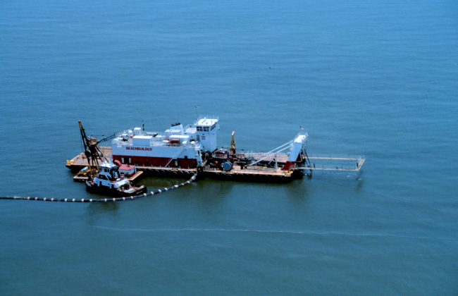 An aerial close-up view of the Beach Builder