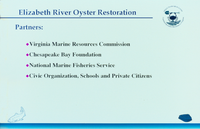 A slides describing the oyster reef seeding project