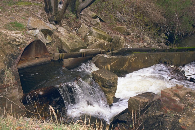 A medium shot of the dam at the Pilgrim Trail restoration site
