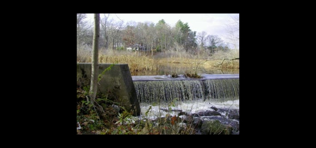 The dam before restoration, the drop creates a steep obstacle for anadromousfish returning to spawn