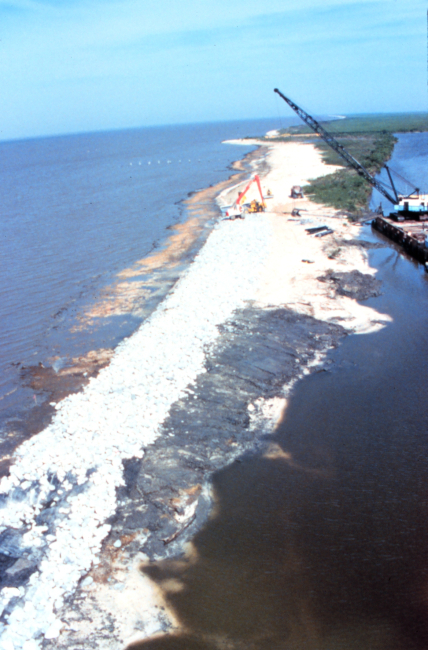 Southeast of area 1; the northwest view of the beach area fronting the easternend of Mobile Canal