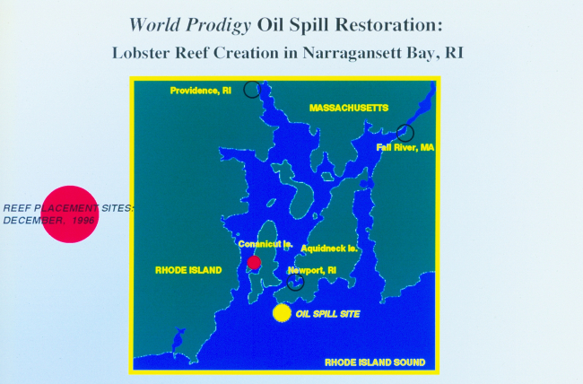 When the World Prodigy tanker grounded on June 23, 1989 over 290,000gallons of oil spread across more than 120 miles of Narragansett Bay and RhodeIsland Sound