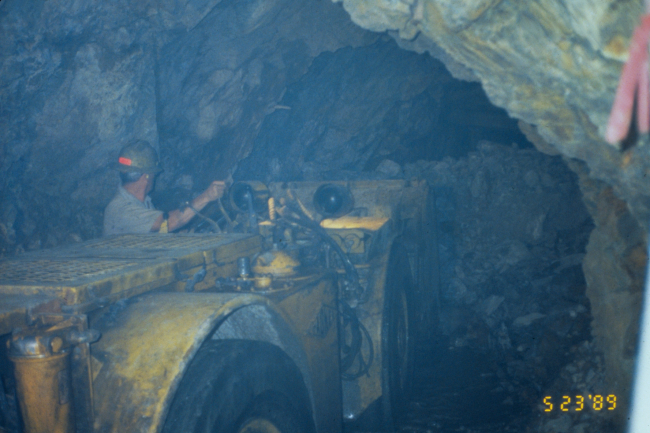 Mucking out the tunnel at Iron Mountain Mine