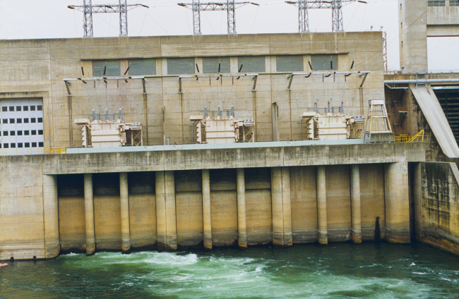 Keswick Dam on the Sacramento River, three generators