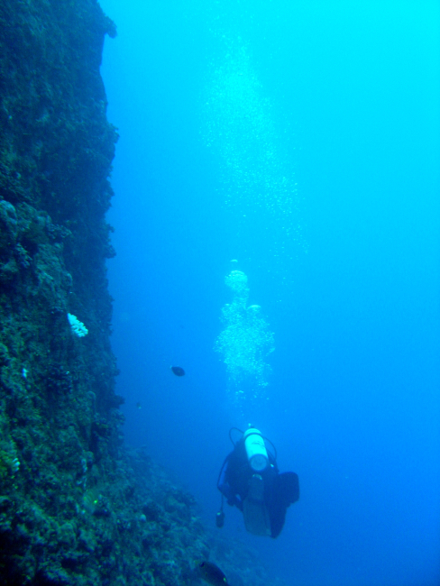 Diving along a vertical wall
