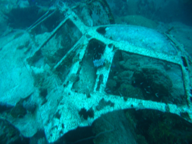 Cockpit of Betty Bomber in Chuuk Lagoon