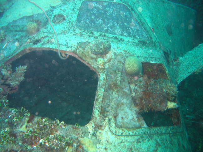 Looking down on cockpit area of Emily Flying Boat