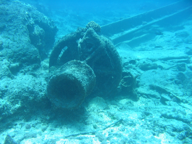 Windlass from modern ship wreck on Pearl and Hermes Reef