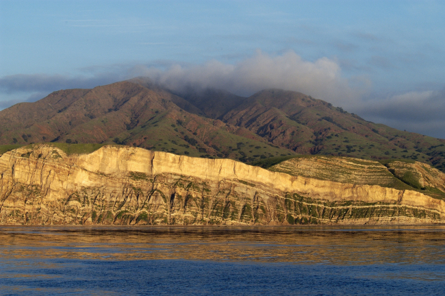 The rugged coastline on the south side of Santa Cruz Island