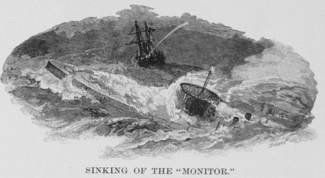 Contemporary woodcut of the MONITOR sinking
