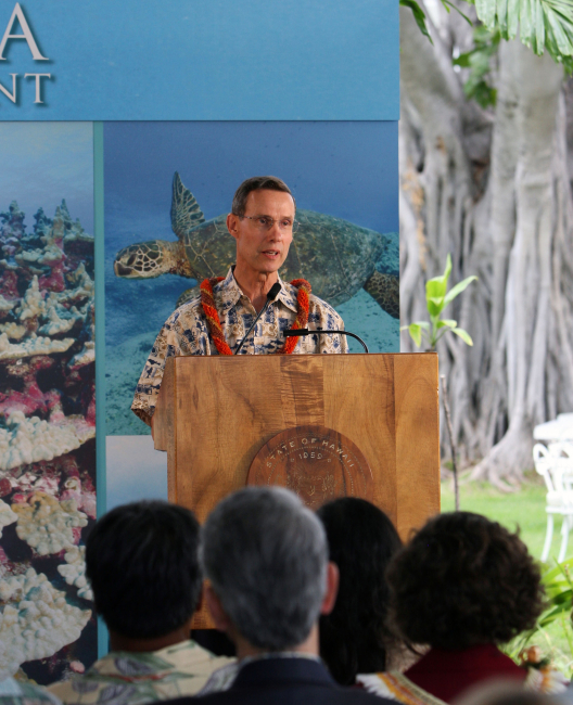 Vice Admiral Conrad Lautenbacher, Administrator of NOAA, speaking at thePapahanaumokuakea