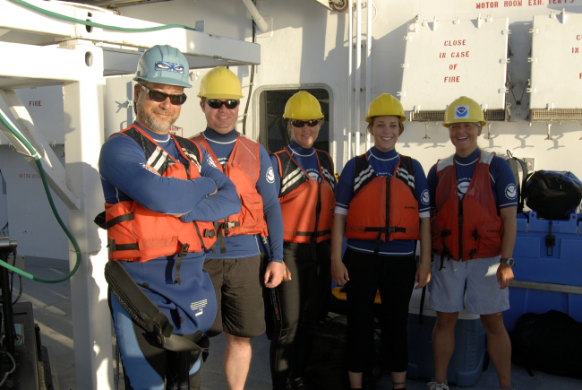 Maritime heritage archaeological team on board the NOAA Ship HI'IALAKAI