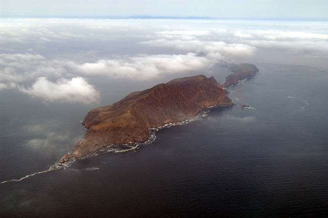 Anacapa Island with fog as seen from aircraft
