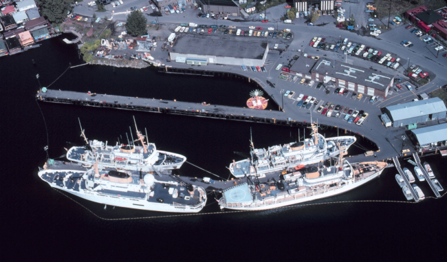 NOAA Ships tied up at the Pacific Marine Center