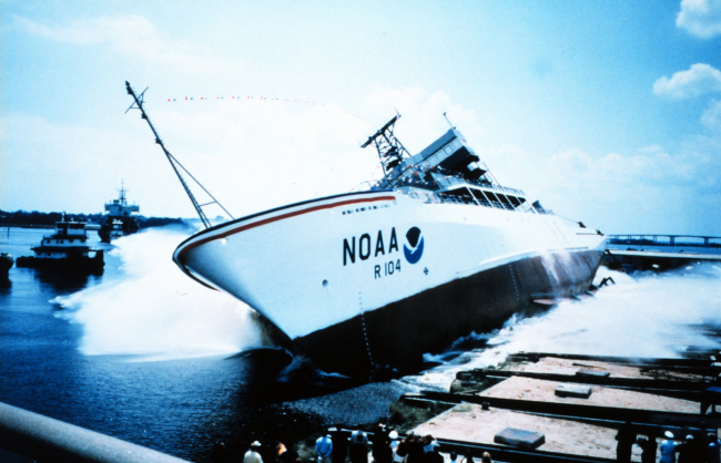 The launching of the NOAA Ship RONALD H