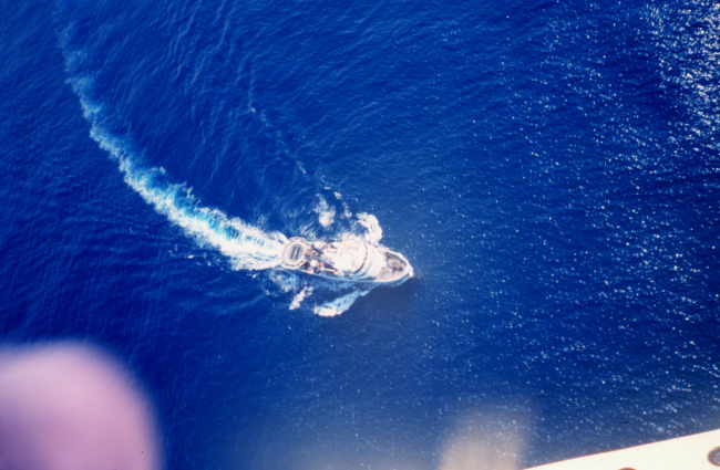 NOAA Ship DAVID STARR JORDAN as seen from MD500 helicopter duringmarine mammal studies in the tropical east Pacific Ocean