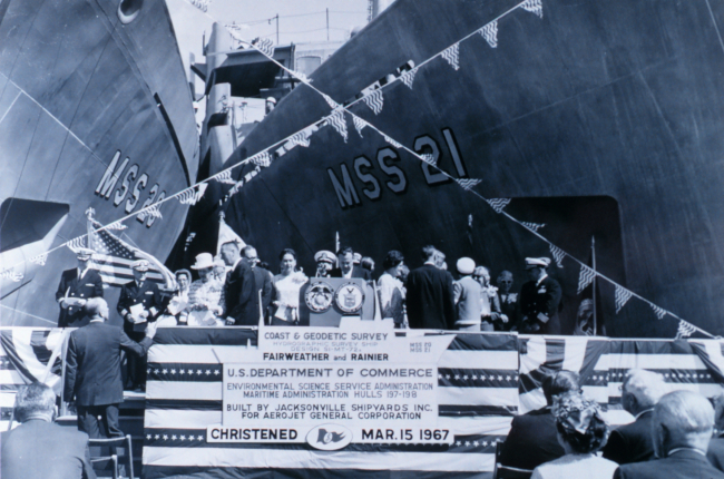Christening ceremony of the Coast and Geodetic Survey Ships FAIRWEATHER andRAINIER