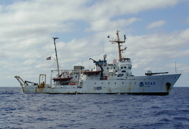 The NOAA Ship McARTHUR after a long four-month deployment in theEastern Tropical Pacific Ocean
