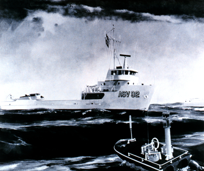 Artist's rendition of the Coast a Ship FERREL operating on current surveys