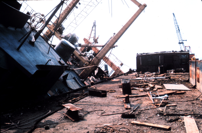 A bad day on the drydock for the NOAA Ship DELAWARE II