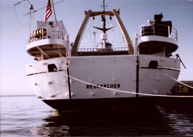Stern of NOAA Ship RESEARCHER (later renamed the MALCOLM BALDRIGE)