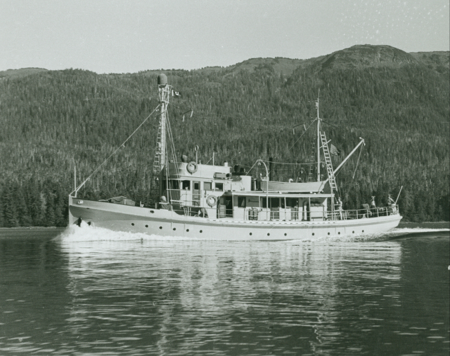 The Coast and Geodetic Survey Ship PATTON underway in southeast Alaska