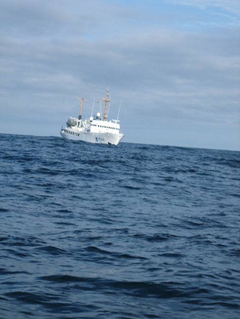 NOAA Ship FAIRWEATHER as seen from RHIB during tsunami buoy recovery efforts